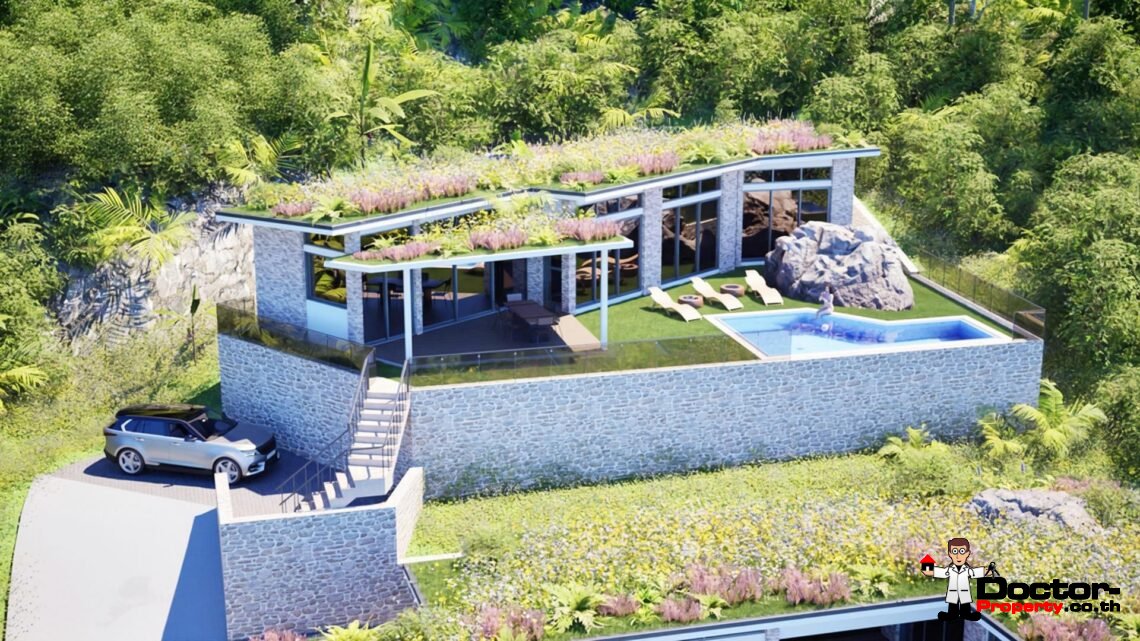 Tropical 3-4 Bedroom Pool Villa with Sea View in Lamai, Koh Samui – For Sale